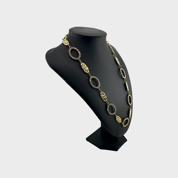 Vintage Handmade Women's Enamel and Rhinestone Link Necklace NEW - Picture 3 of 11